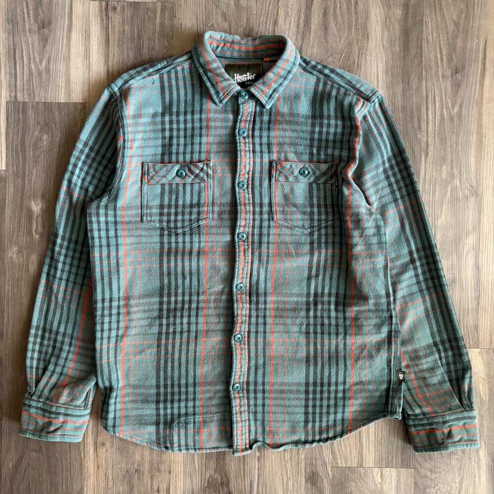 Howler Brothers Rodanthe Blanket Flannel Shirt Men's Size L Killian Plaid Blue